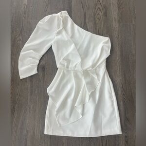 One Shoulder White Cocktail Dress - Size S - Perfect for Bridal Events!
